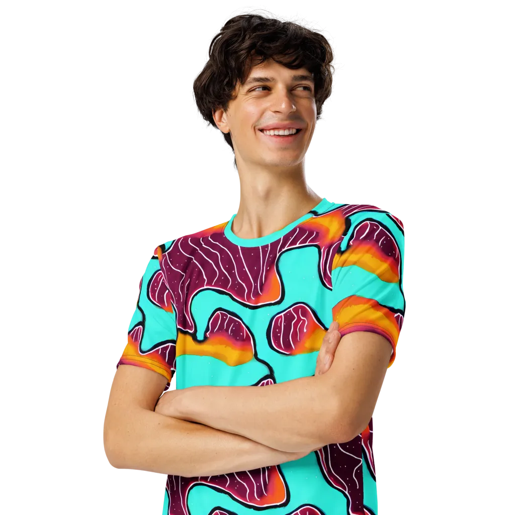 Aqua Heat on Men's Crew Neck T-Shirt — Left Front