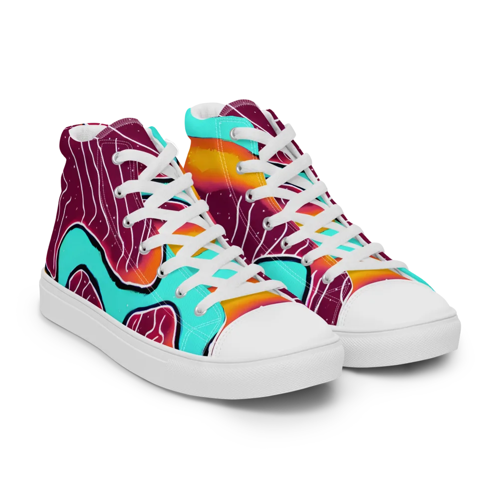 Aqua Heat on Men's High Top Canvas Shoes — Right Front