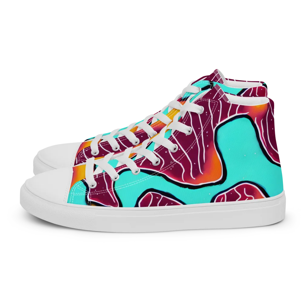 Aqua Heat on Men's High Top Canvas Shoes — Left