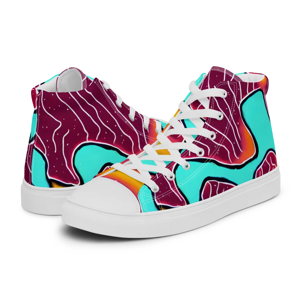 Aqua Heat on Men's High Top Canvas Shoes — Left