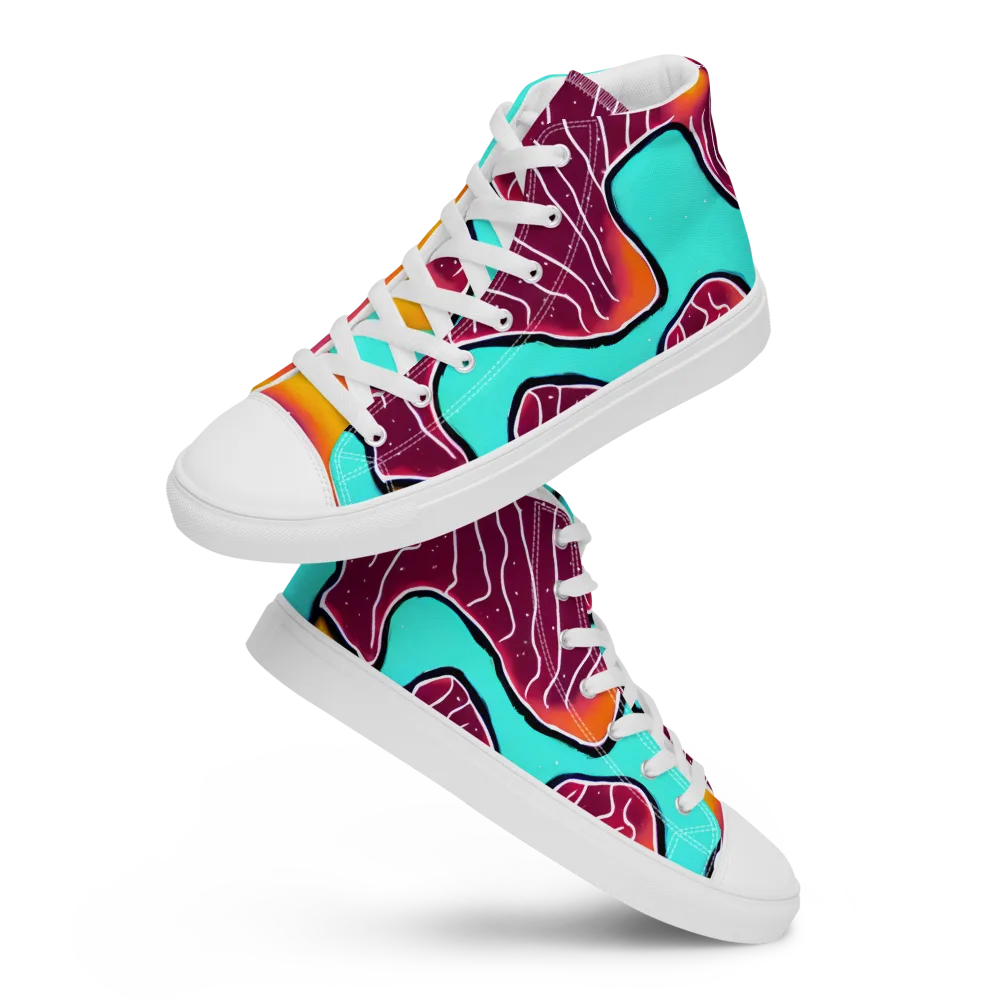 Aqua Heat on Men's High Top Canvas Shoes — Front