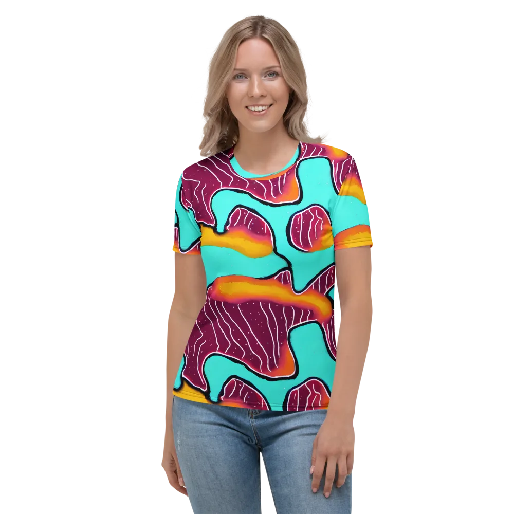 Aqua Heat on Women's Crew Neck T-Shirt — Front
