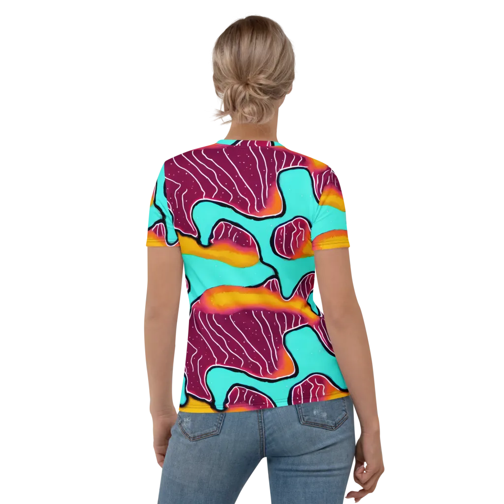 Aqua Heat on Women's Crew Neck T-Shirt — Back