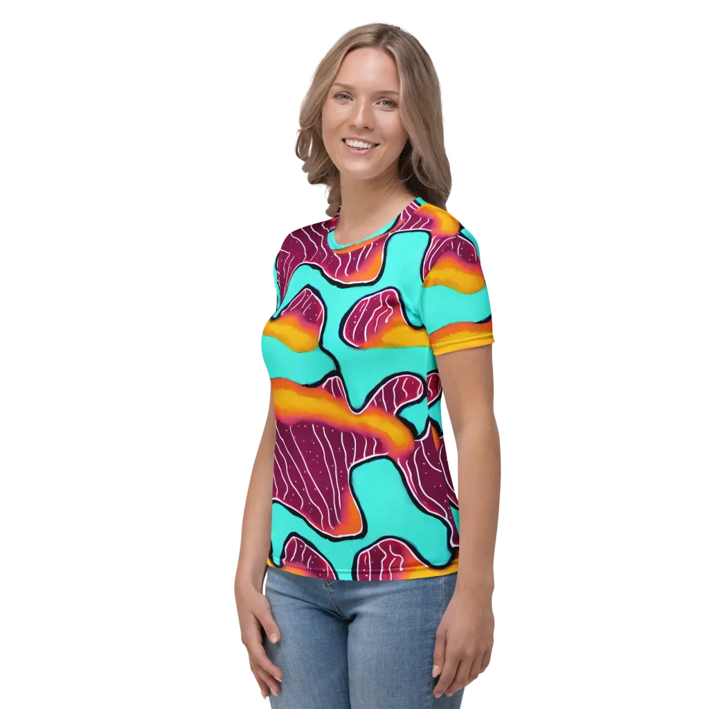 Aqua Heat on Women's Crew Neck T-Shirt — Left