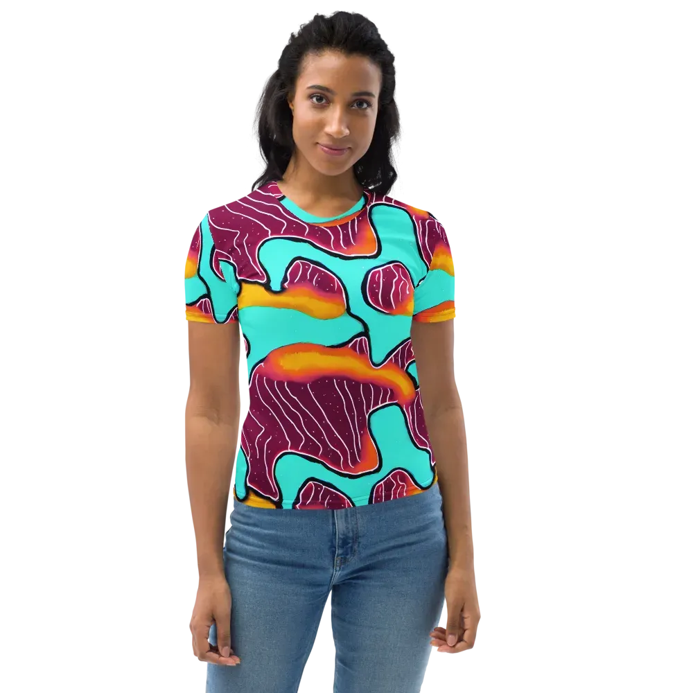 Aqua Heat on Women's Crew Neck T-Shirt — Front
