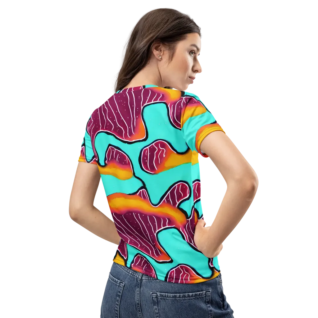 Aqua Heat on Women's Crew Neck T-Shirt — Back
