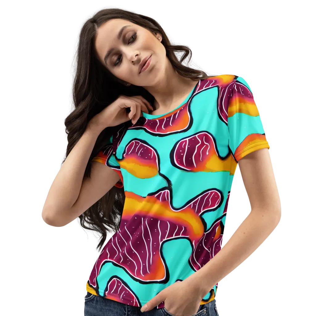 Aqua Heat on Women's Crew Neck T-Shirt — Left Front