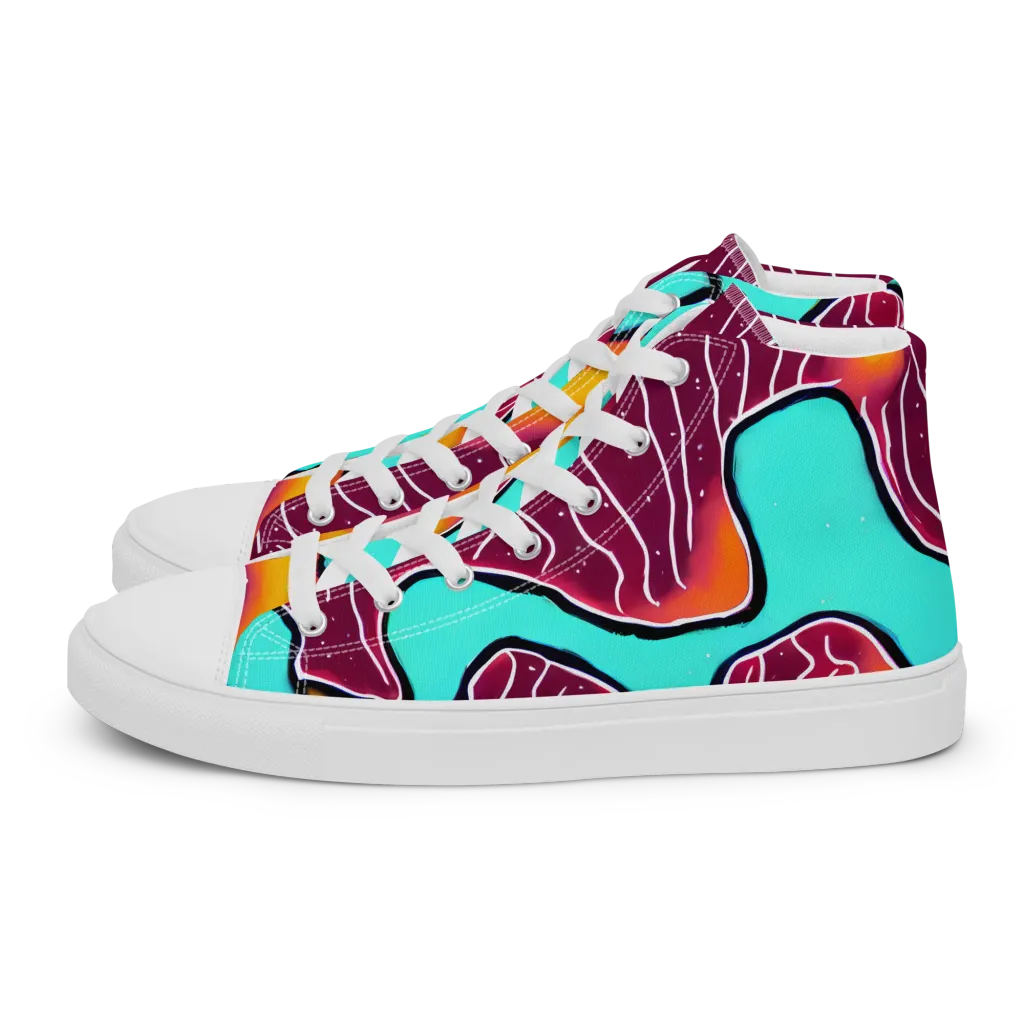 Aqua Heat on Women's High Top Canvas Shoes — Left