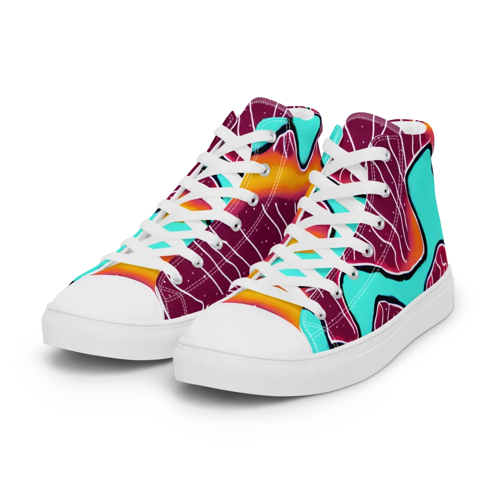 Aqua Heat on Women's High Top Canvas Shoes — Left Front
