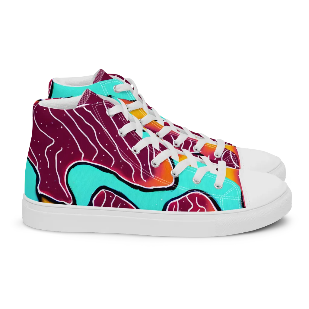 Aqua Heat on Women's High Top Canvas Shoes — Right