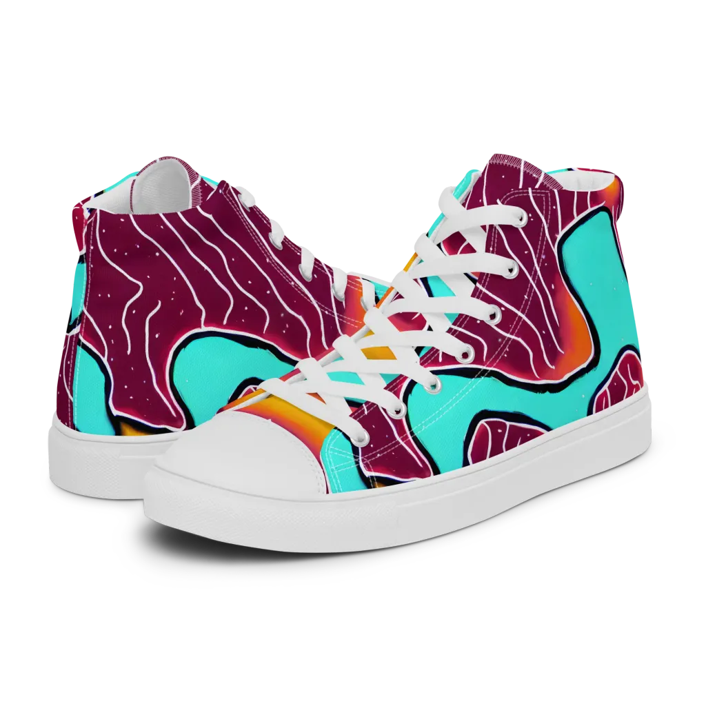 Aqua Heat on Women's High Top Canvas Shoes — Left