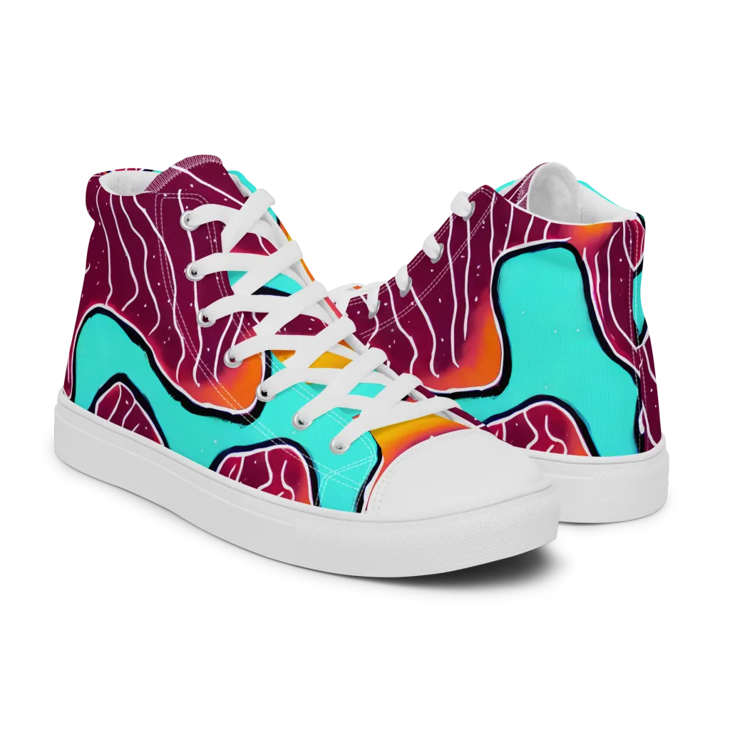 Aqua Heat on Women's High Top Canvas Shoes — Right