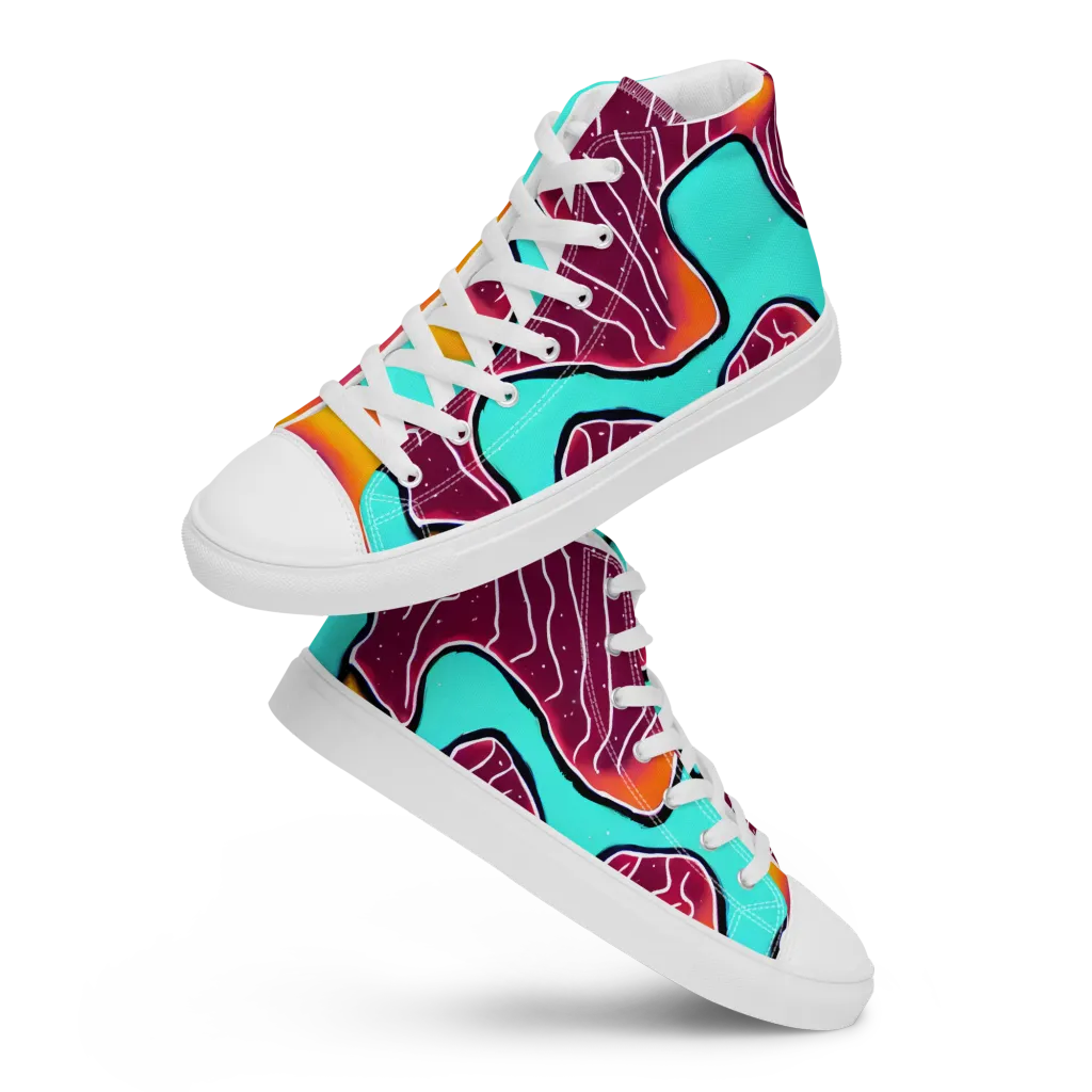 Aqua Heat on Women's High Top Canvas Shoes — Front