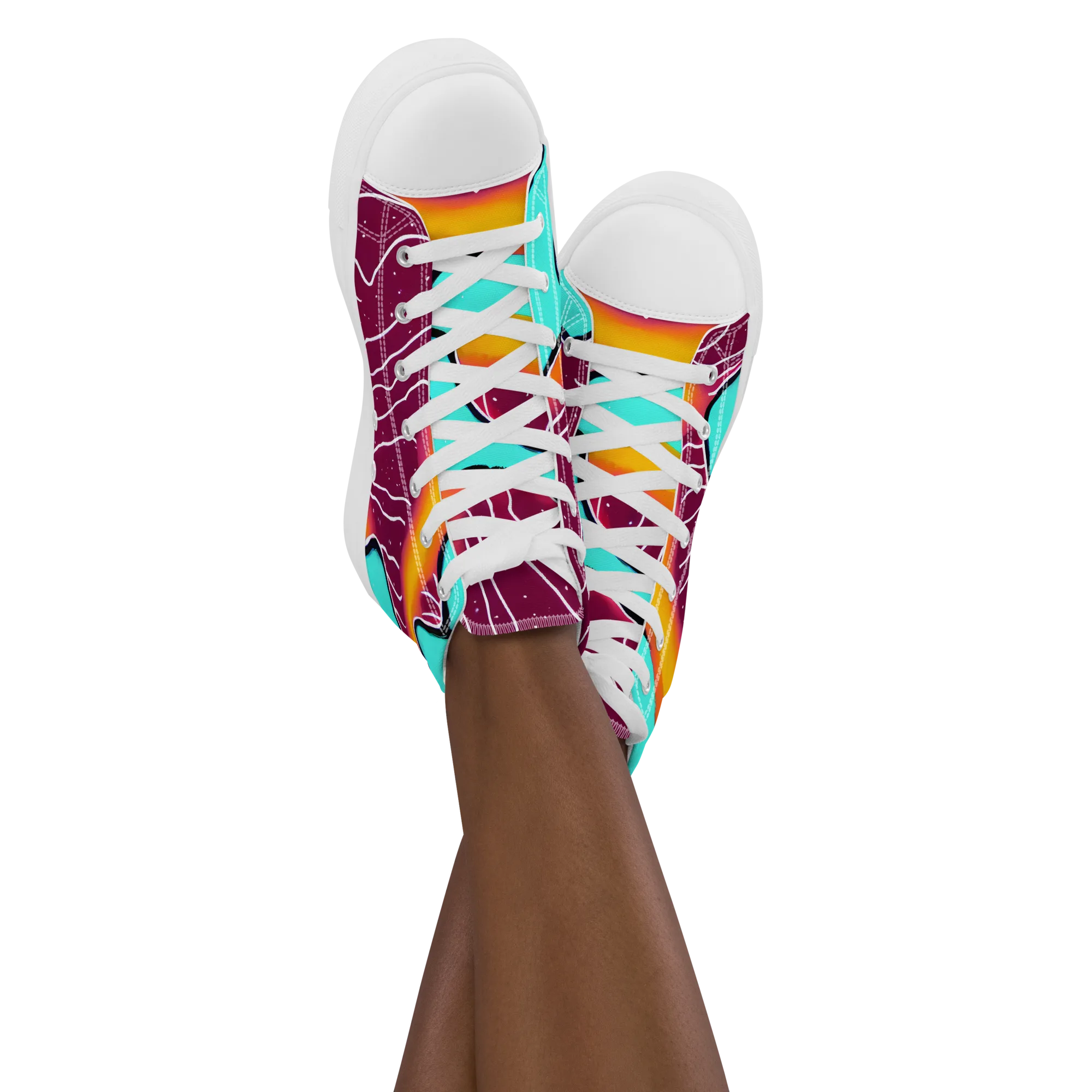 Aqua Heat on Women's High Top Canvas Shoes — Front