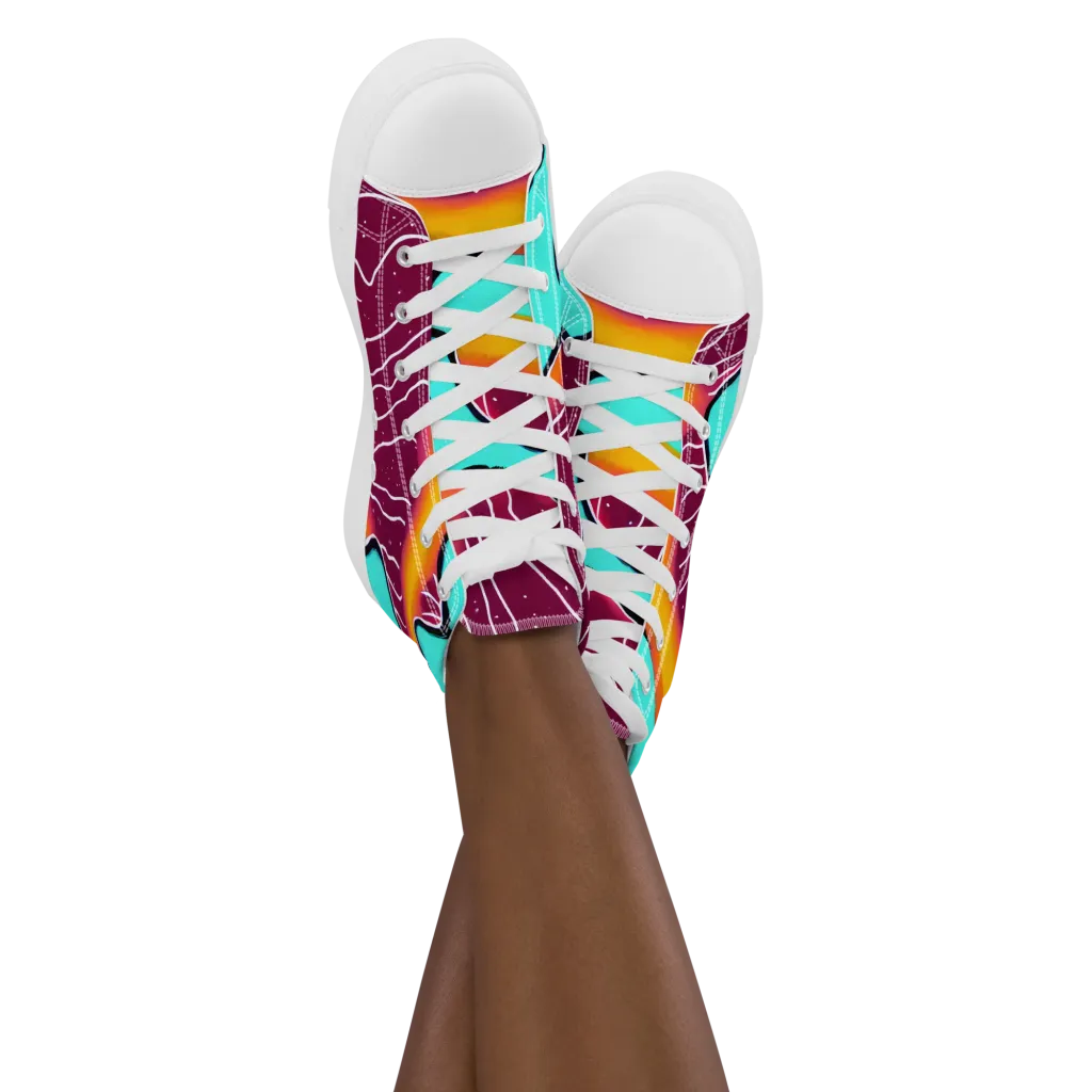 Aqua Heat on Women's High Top Canvas Shoes — Front