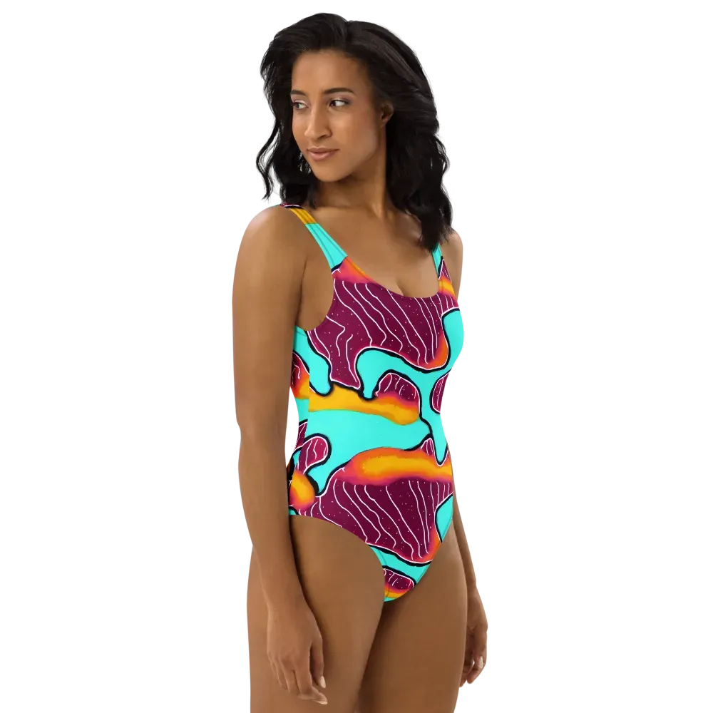Aqua Heat on One-Piece Swimsuit — Right
