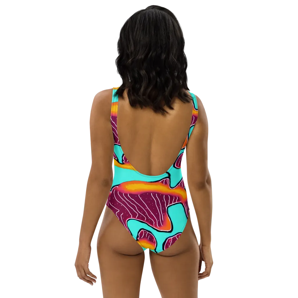 Aqua Heat on One-Piece Swimsuit — Back