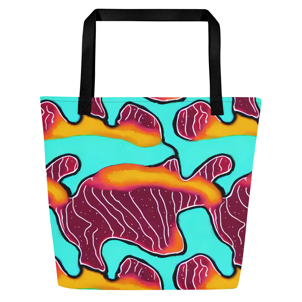 Aqua Heat on Large Tote Bag W/ Pocket — Front