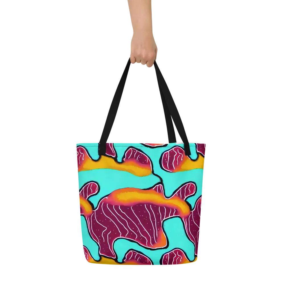 Aqua Heat on Large Tote Bag W/ Pocket — Front