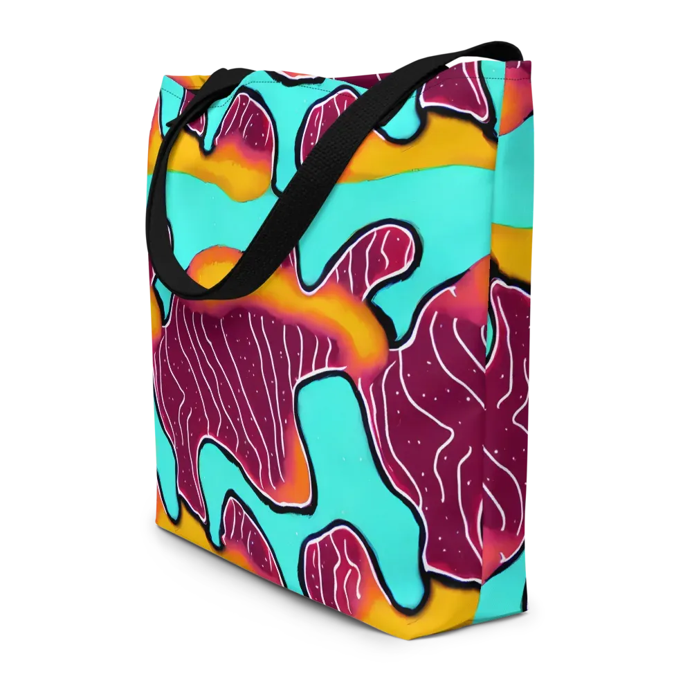 Aqua Heat on Large Tote Bag W/ Pocket — Front