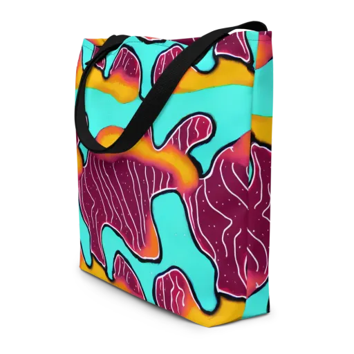 Aqua Heat on a Large Tote Bag W/ Pocket