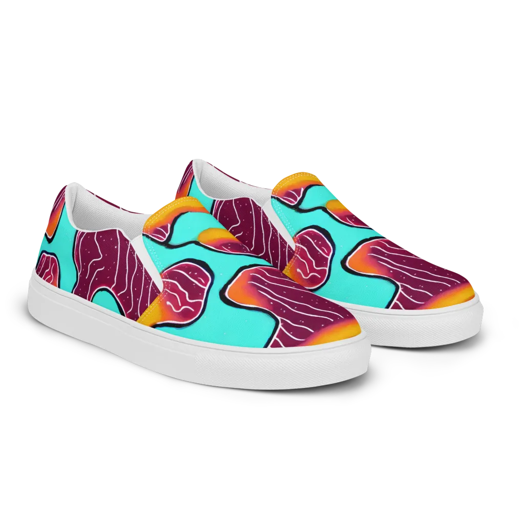 Aqua Heat on Women's Slip-On Canvas Shoes — Right Front