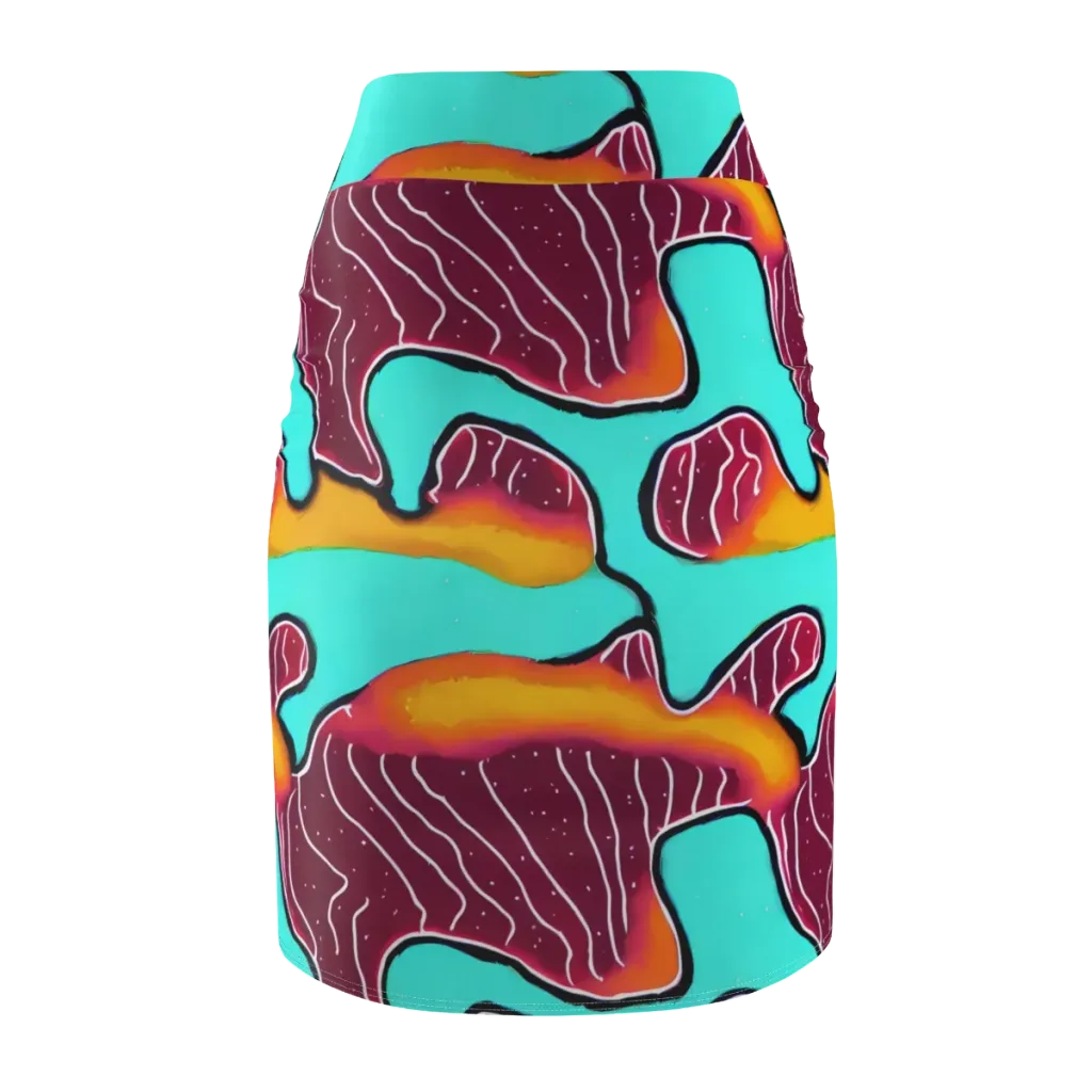 Aqua Heat on Pencil Skirt — Back