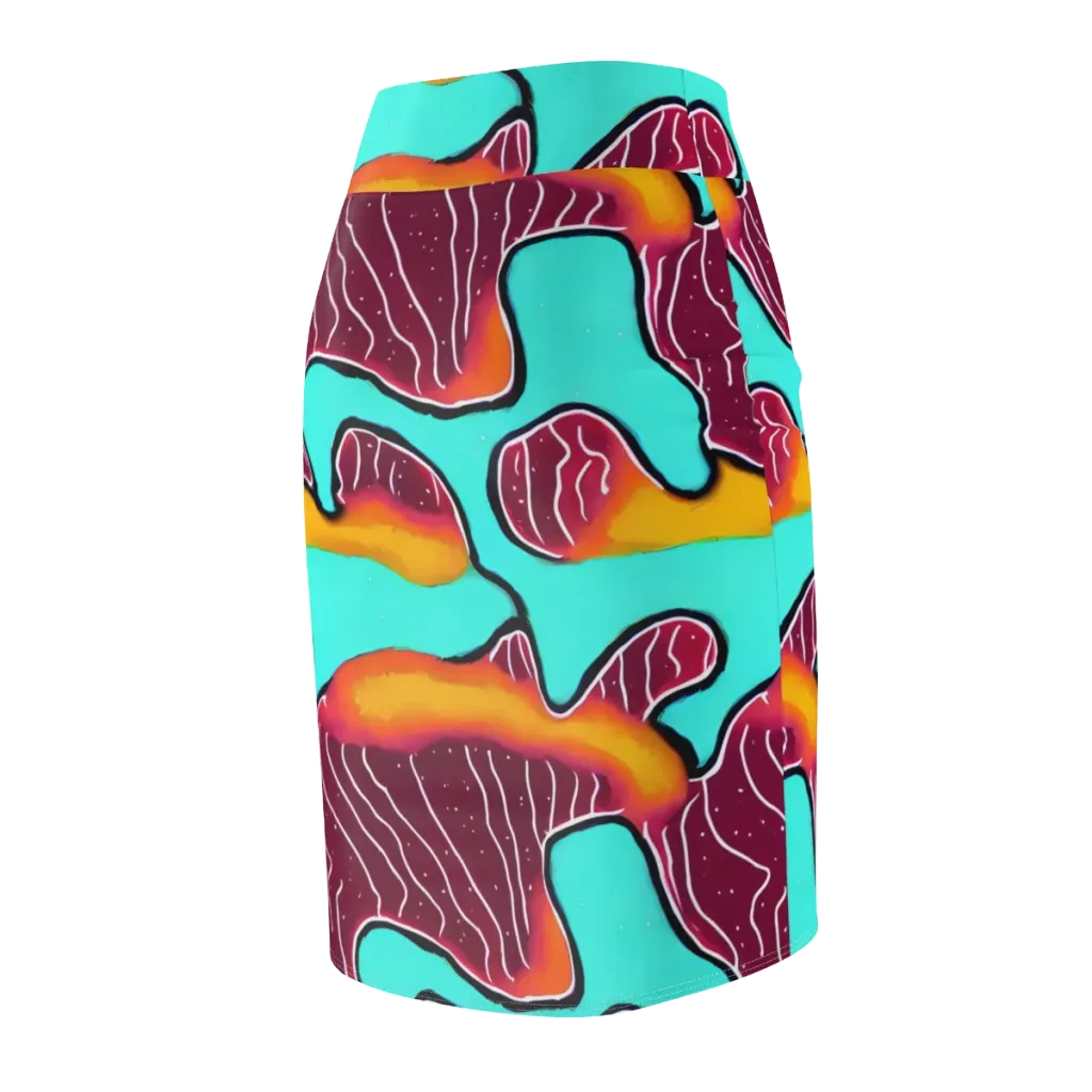 Aqua Heat on Pencil Skirt — Back Side