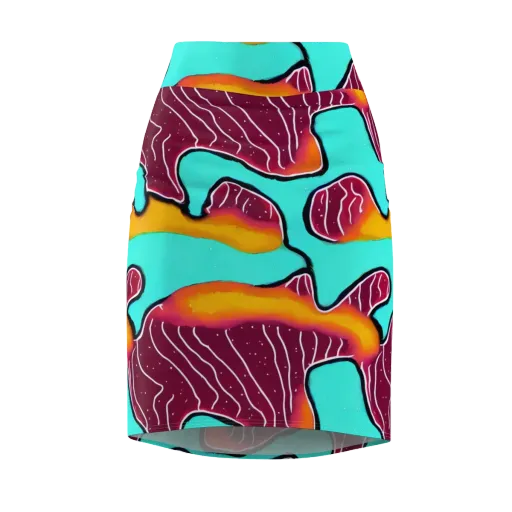 Aqua Heat on a Pencil Skirt