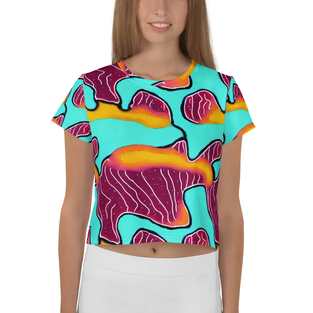 Aqua Heat on Crop Tee — Front