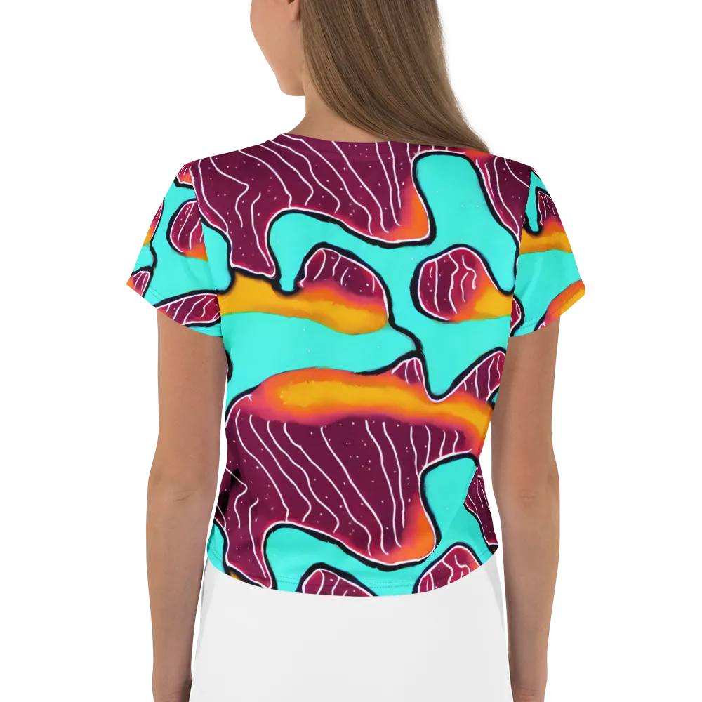 Aqua Heat on Crop Tee — Back