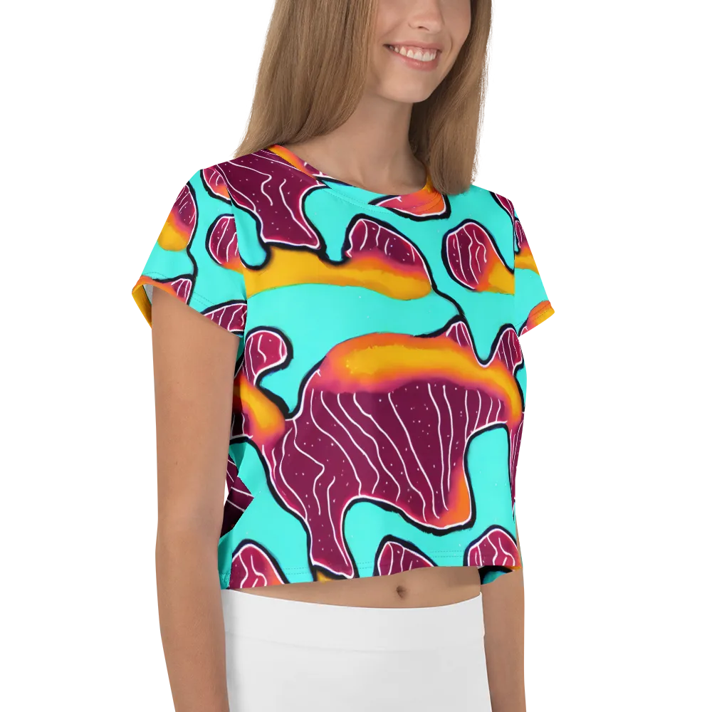 Aqua Heat on Crop Tee — Right