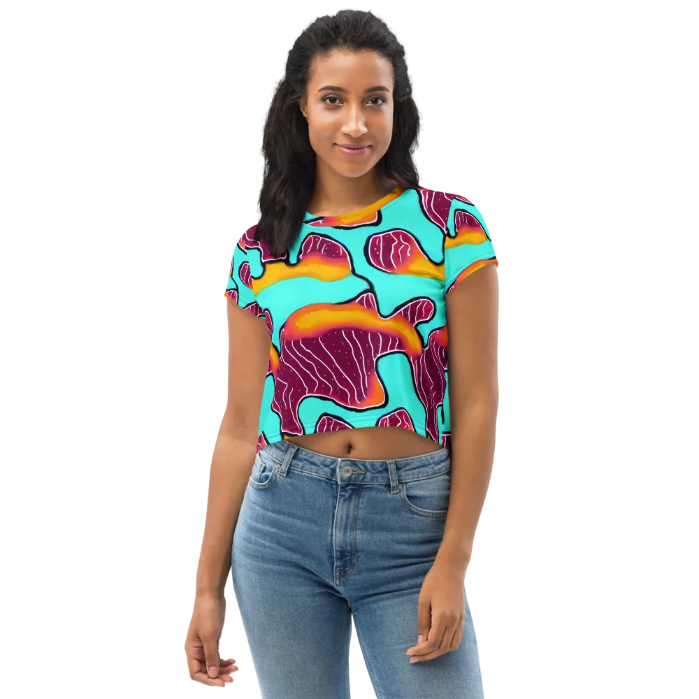 Aqua Heat on Crop Tee — Front