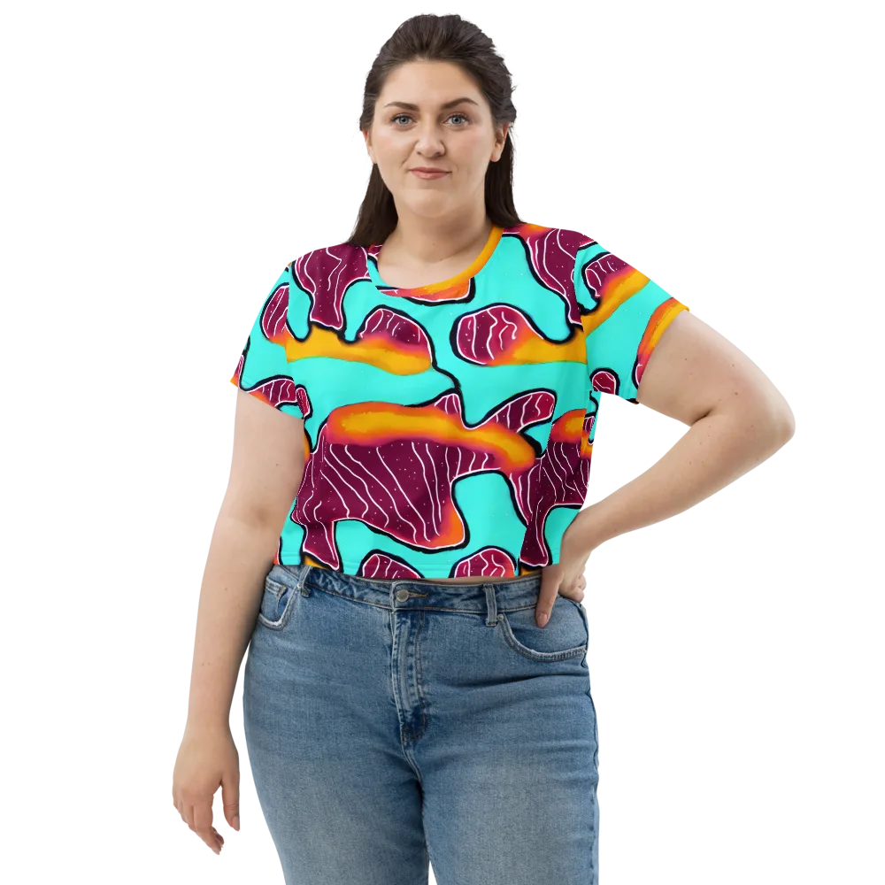 Aqua Heat on Crop Tee — Front