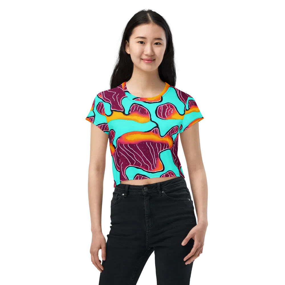 Aqua Heat on Crop Tee — Front