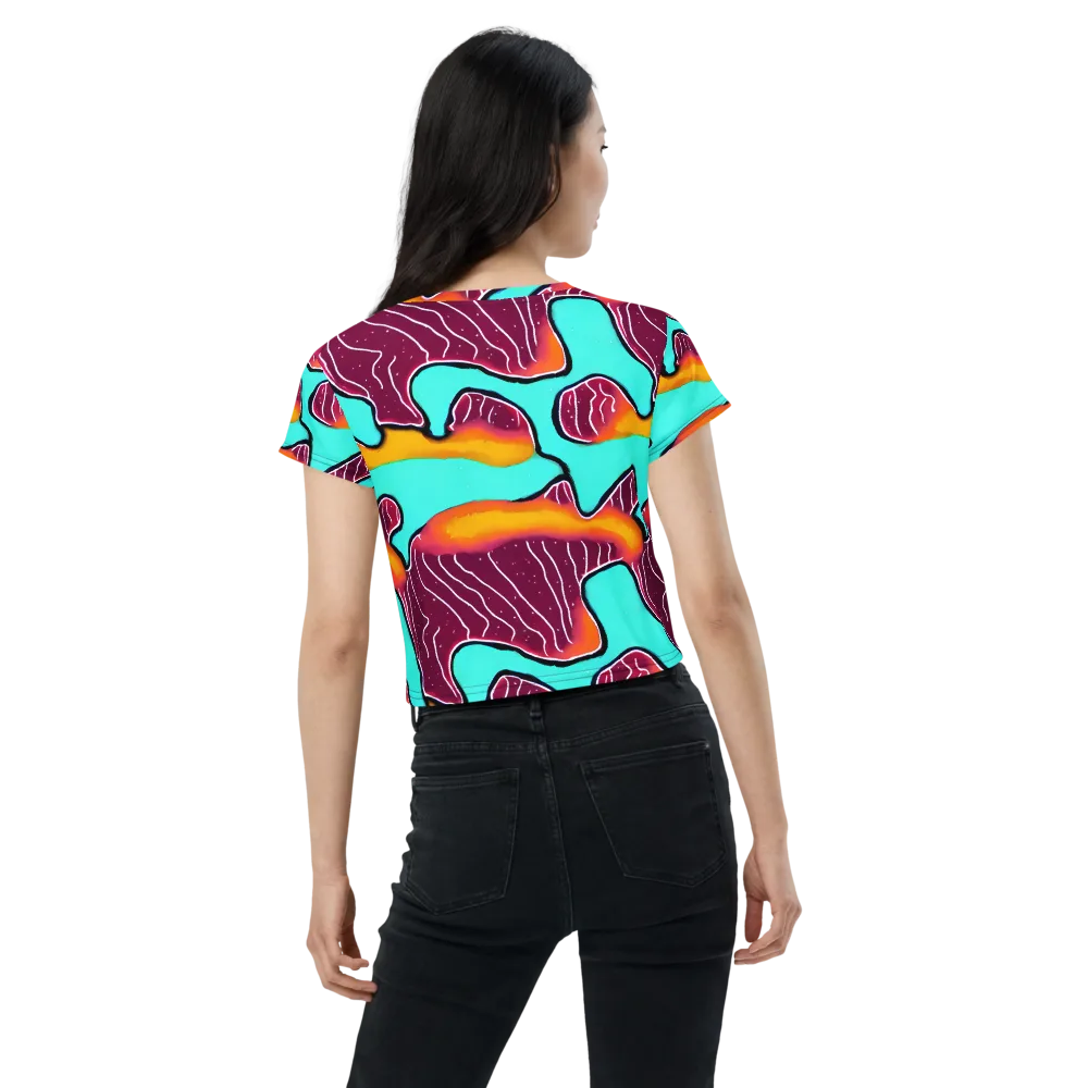 Aqua Heat on Crop Tee — Back