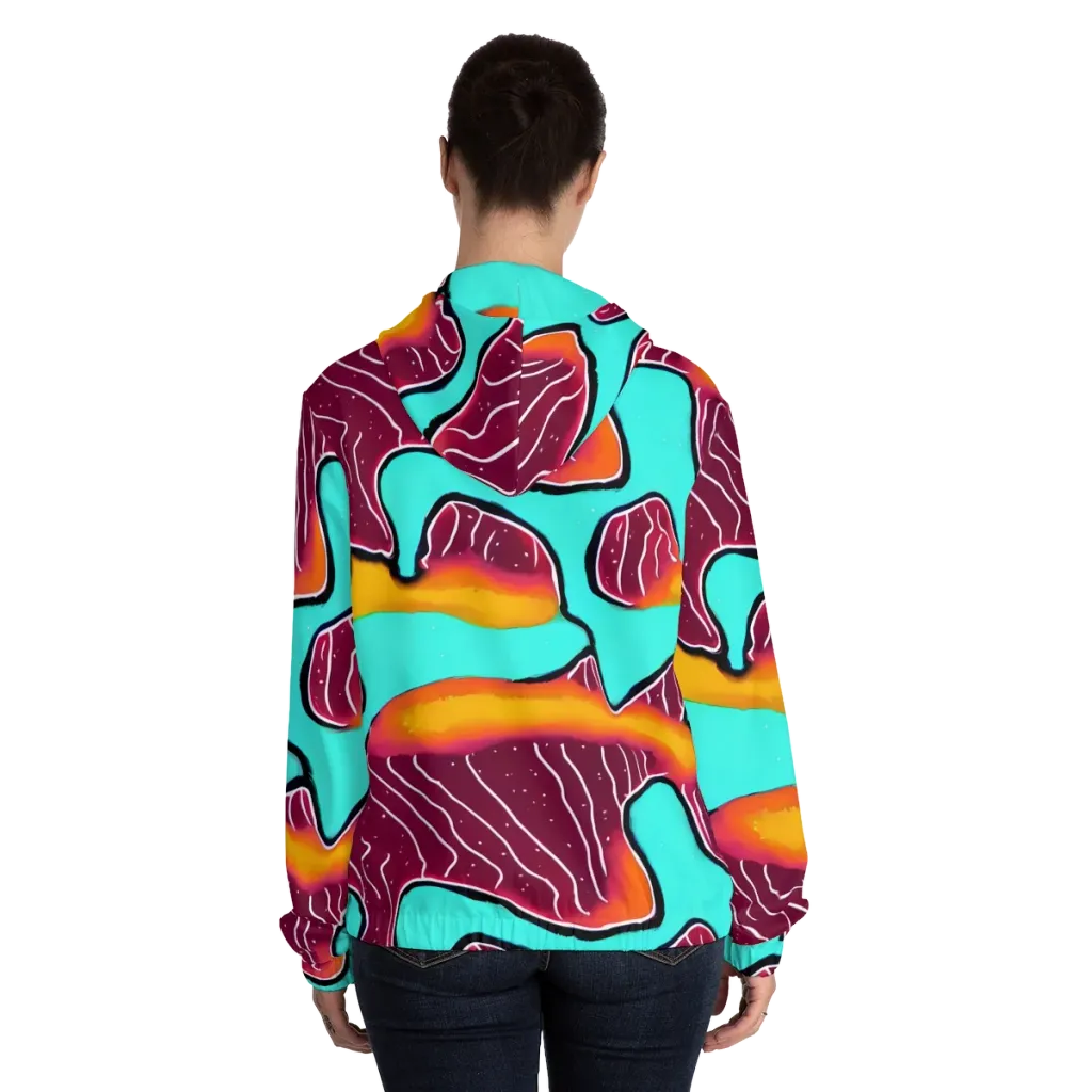 Aqua Heat on Women's Full-Zip Hoodie — Back On Person