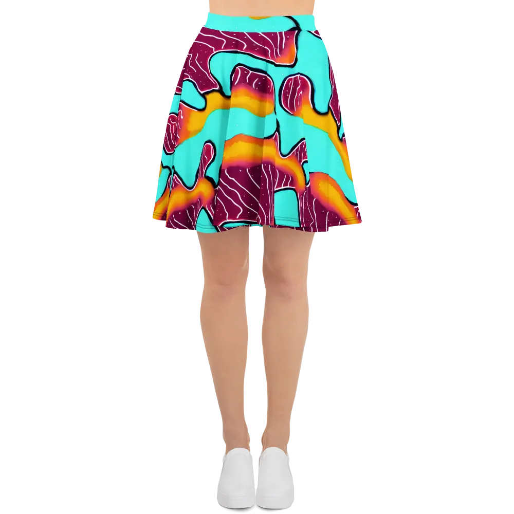 Aqua Heat on Skater Skirt — Front