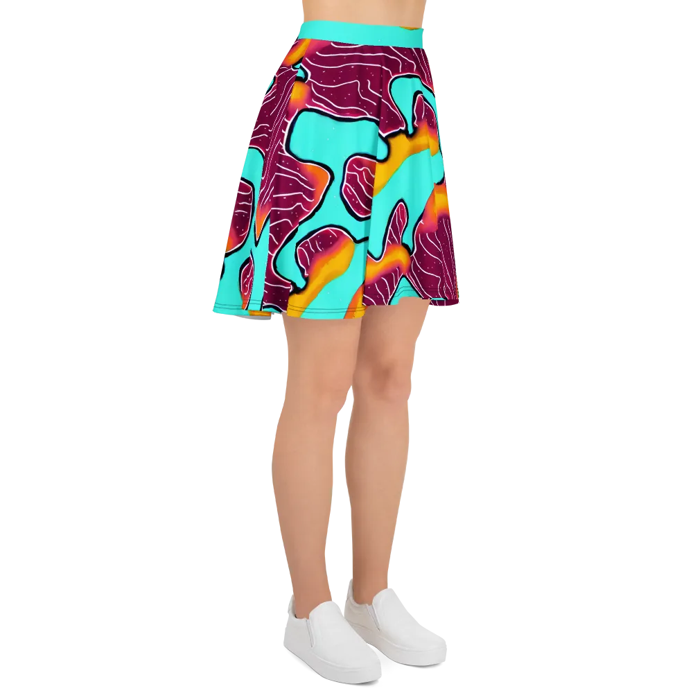 Aqua Heat on Skater Skirt — Right