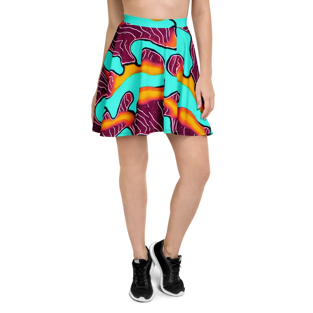 Aqua Heat on Skater Skirt — Front
