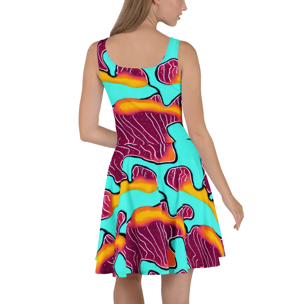 Aqua Heat on Skater Dress — Back