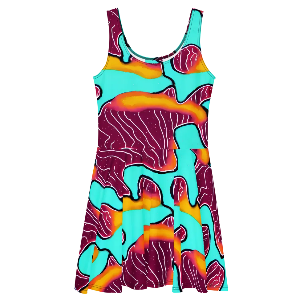 Aqua Heat on Skater Dress — Front