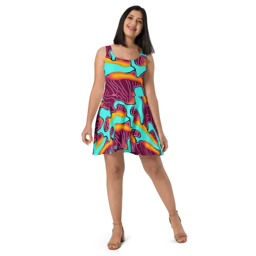 Aqua Heat on a Skater Dress