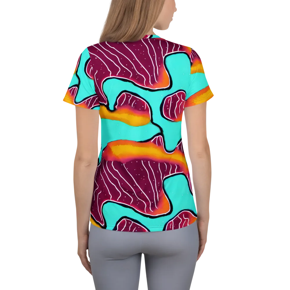 Aqua Heat on Women's Athletic T-Shirt — Back
