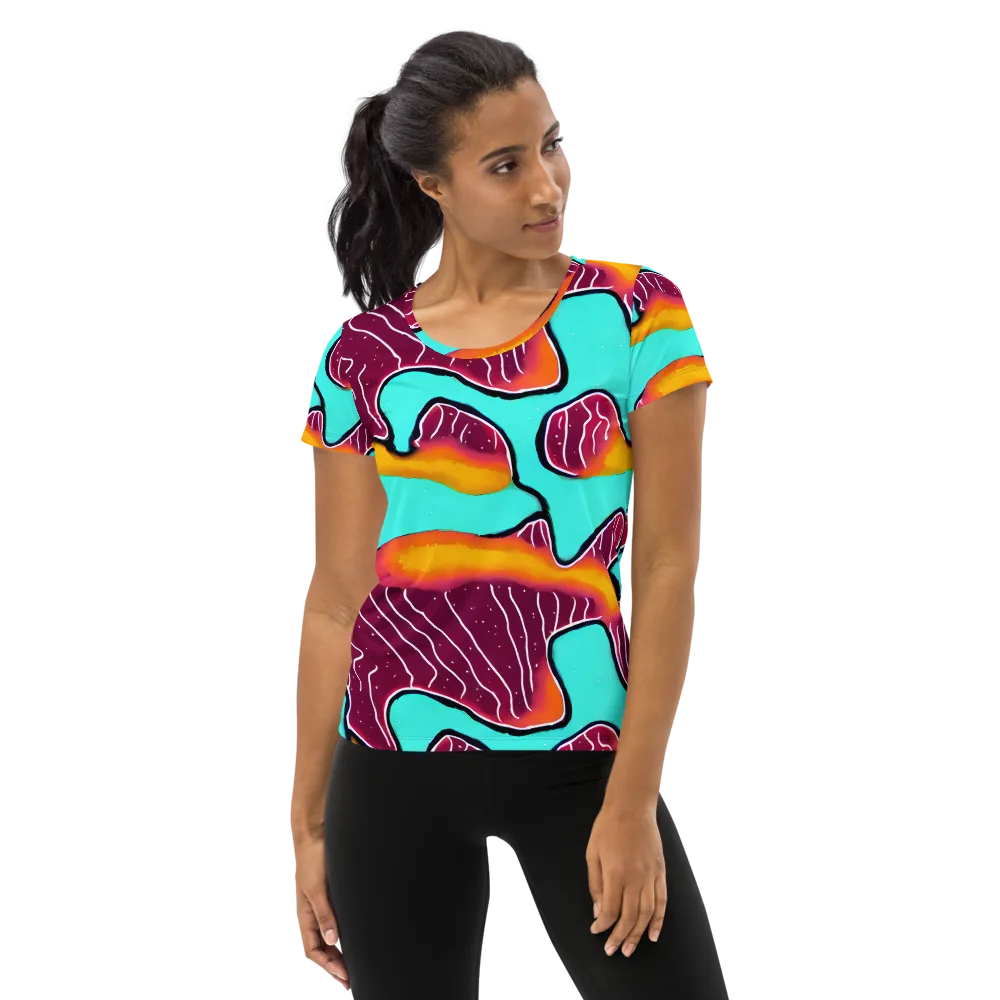 Aqua Heat on Women's Athletic T-Shirt — Front