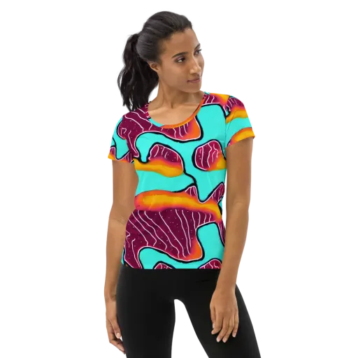 Aqua Heat on a Women's Athletic T-Shirt