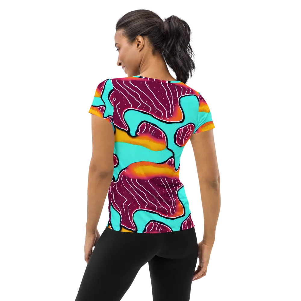 Aqua Heat on Women's Athletic T-Shirt — Back
