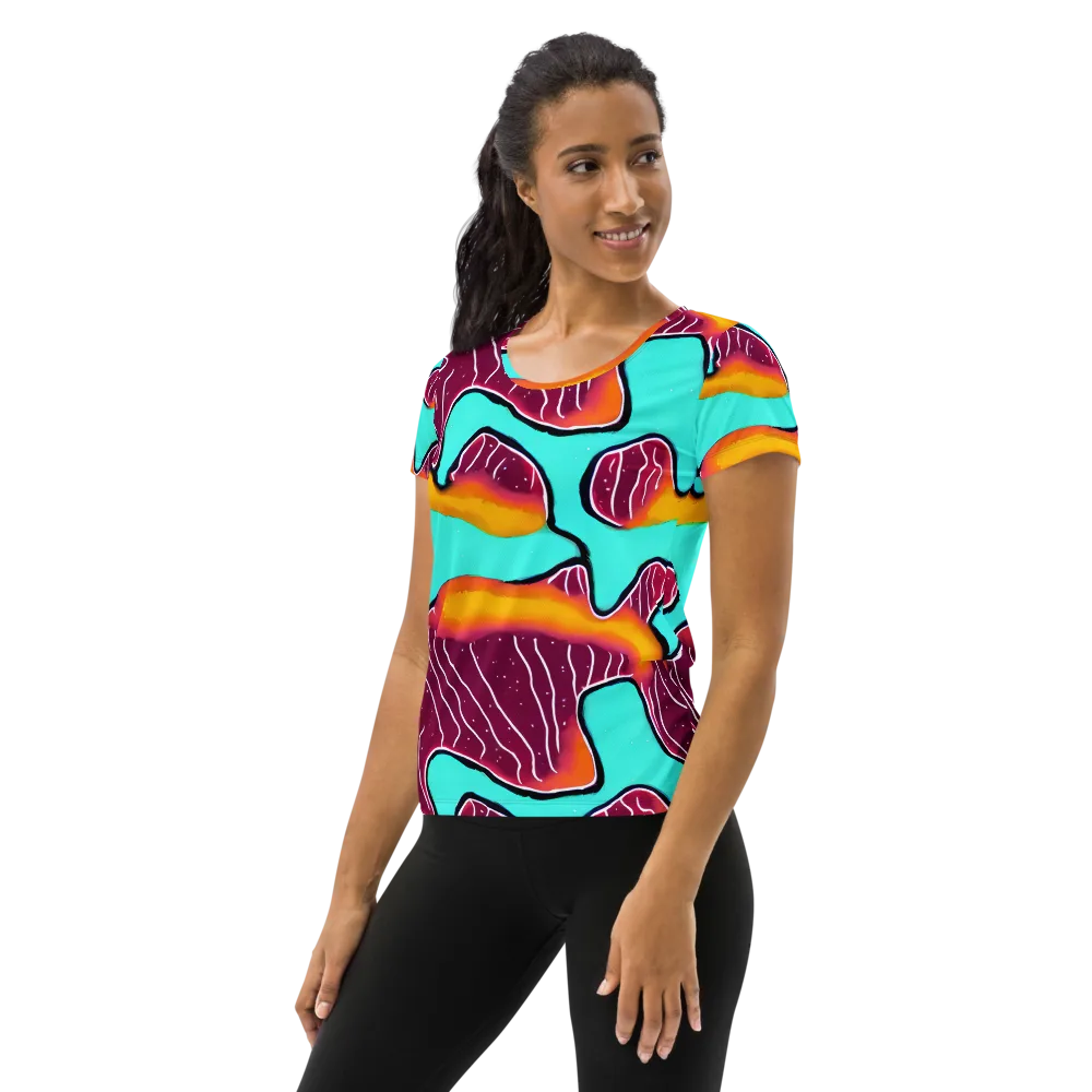 Aqua Heat on Women's Athletic T-Shirt — Left