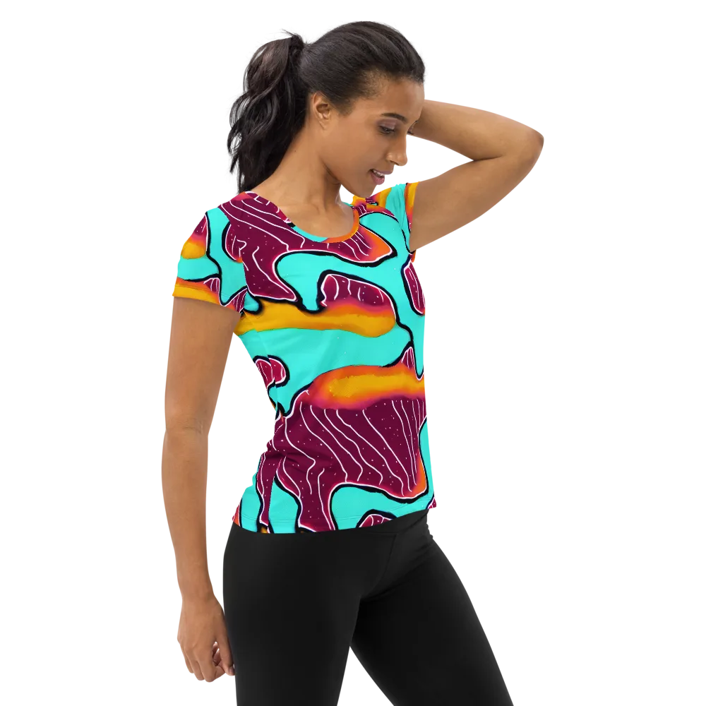 Aqua Heat on Women's Athletic T-Shirt — Right