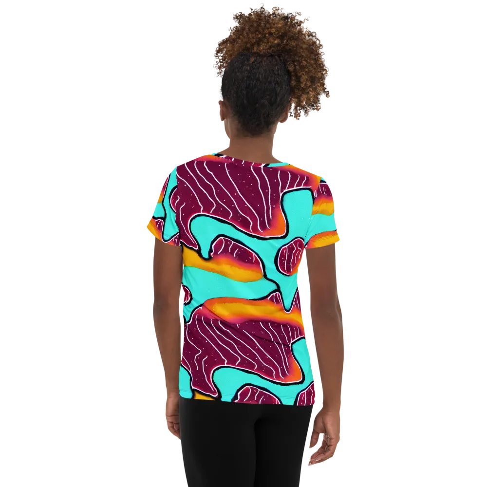 Aqua Heat on Women's Athletic T-Shirt — Back